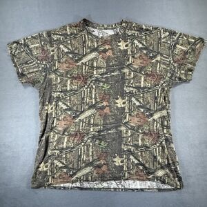 Mossy Oak Camo Shirt Mens XL Brown All Over Hunting Short Sleeve Tee Outdoors